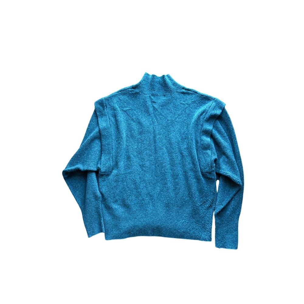 Prologue Teal Mock Neck Sweater XXL Peacock Blue Green Oversized Boxy Knit Top